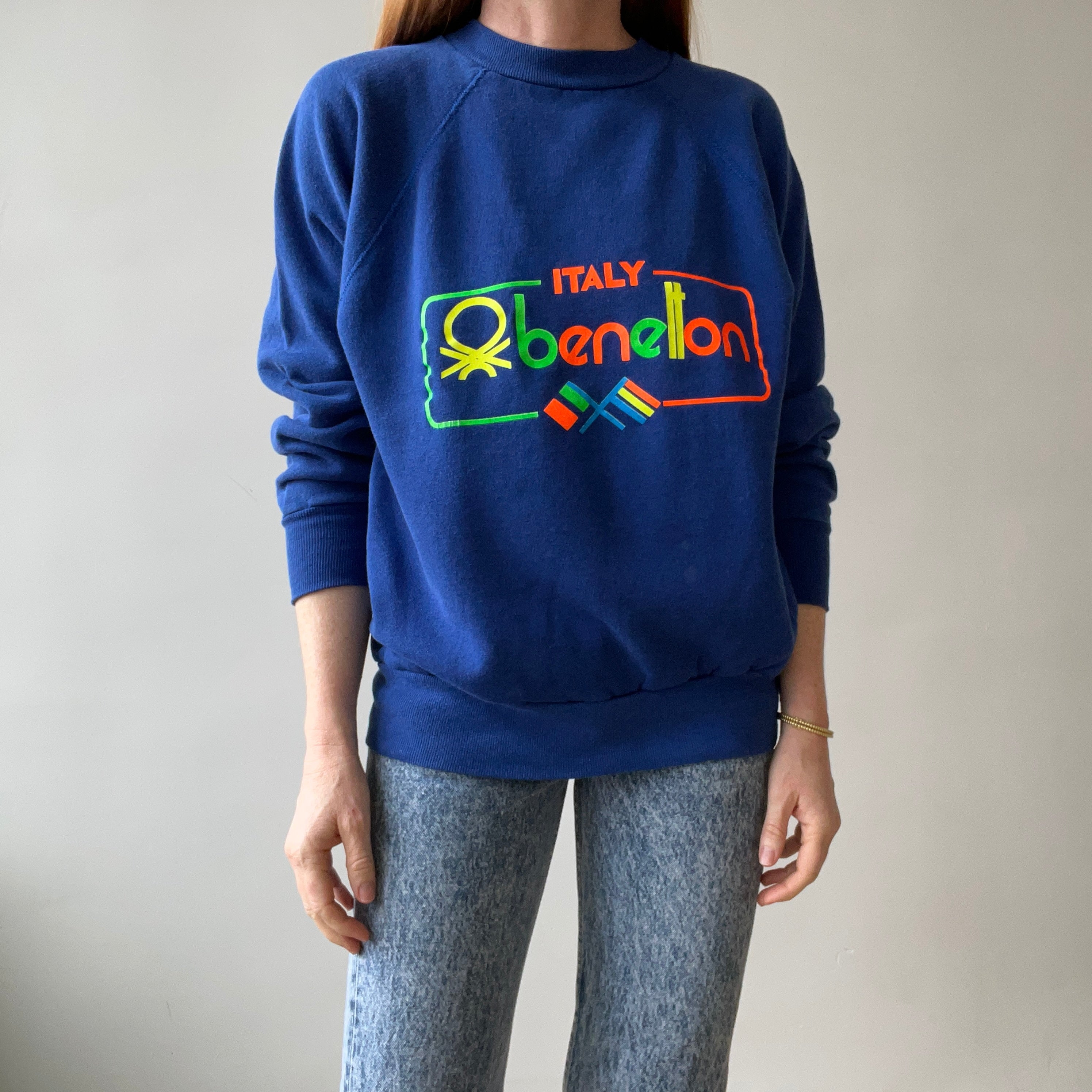 1980s Blue Benetton Italy Sweatshirt !!!!!!