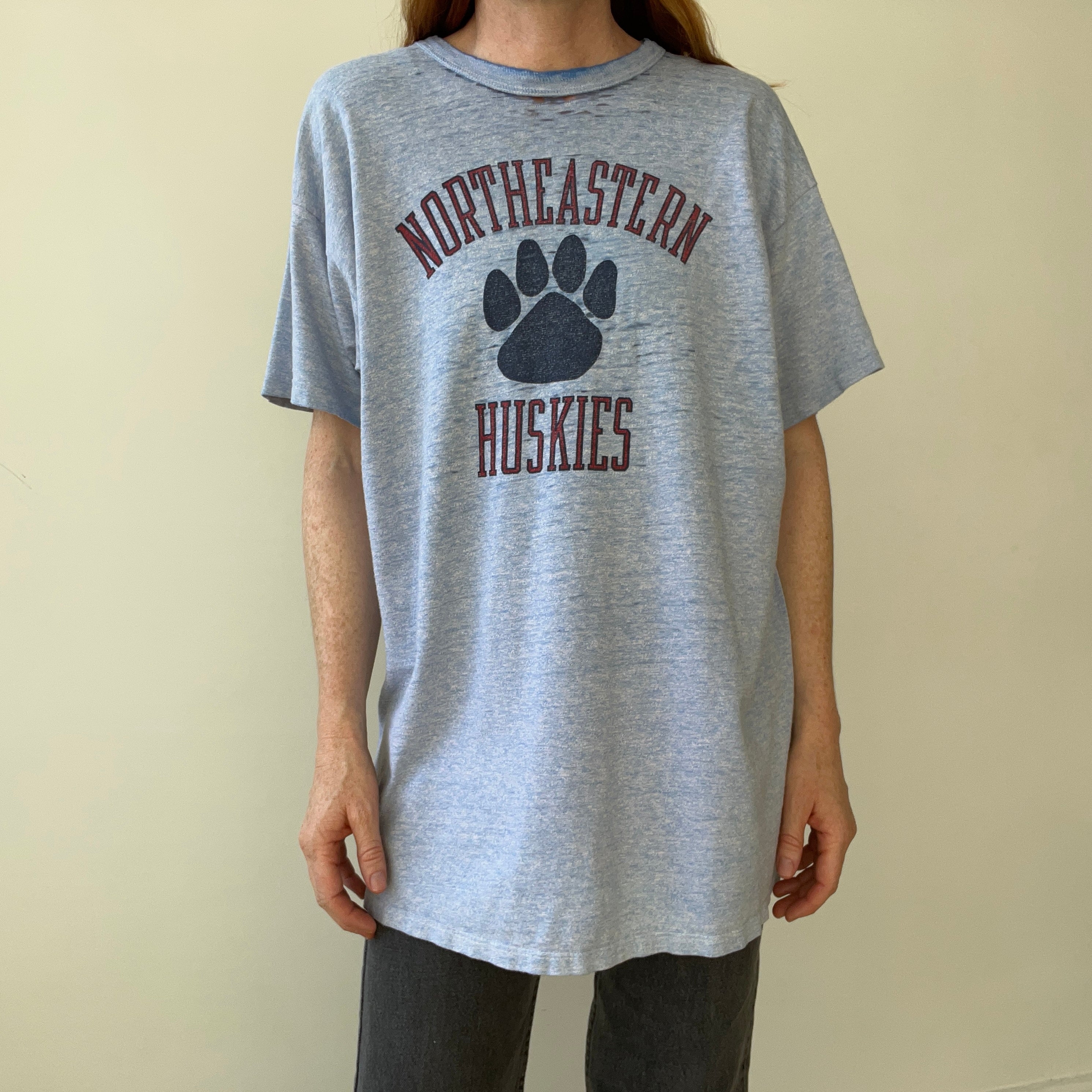 1980s/90s Northeastern Huskies T Shirt  - Thrashed! Champion