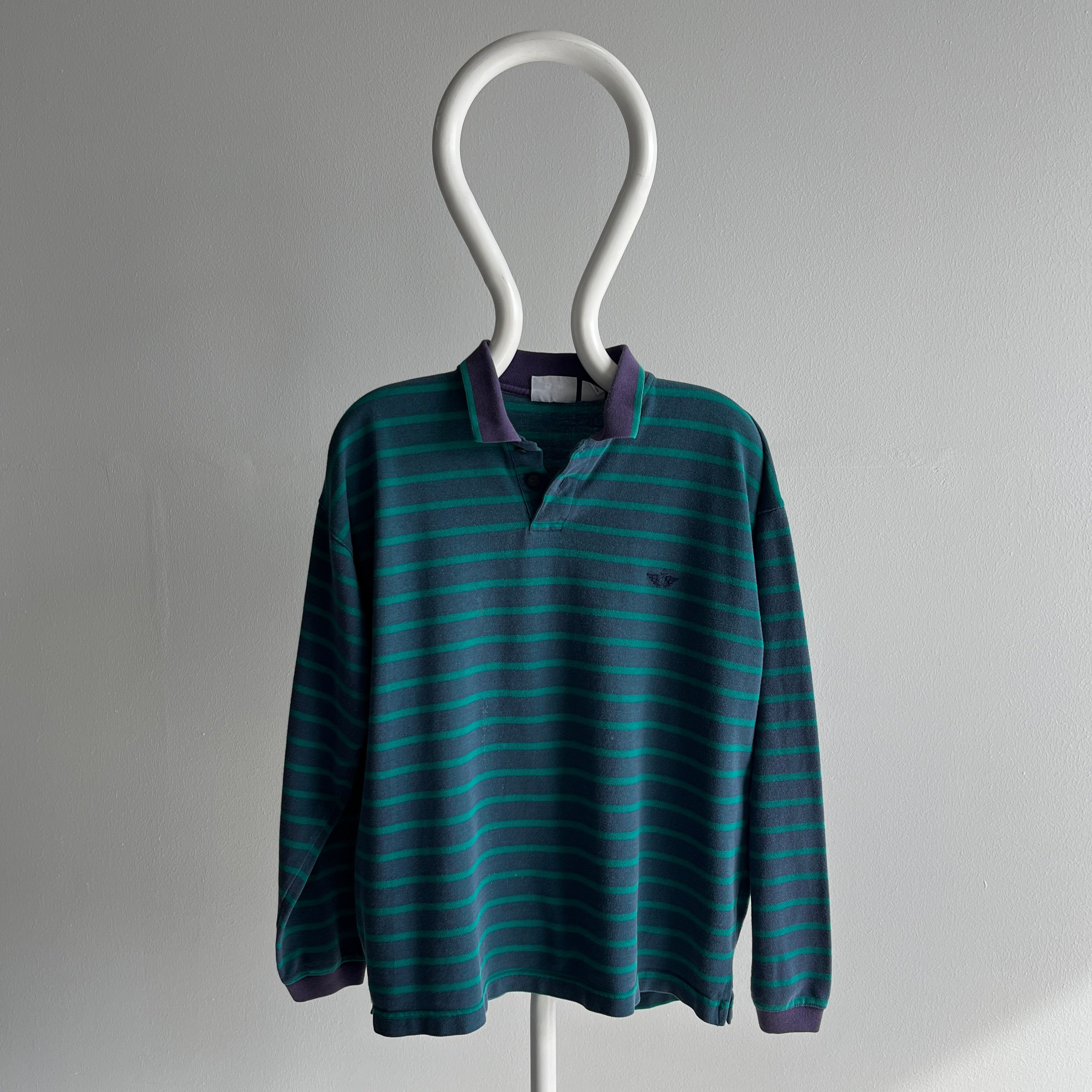 1980/90s Dockers Striped Long Sleeve Polo Shirt - YES