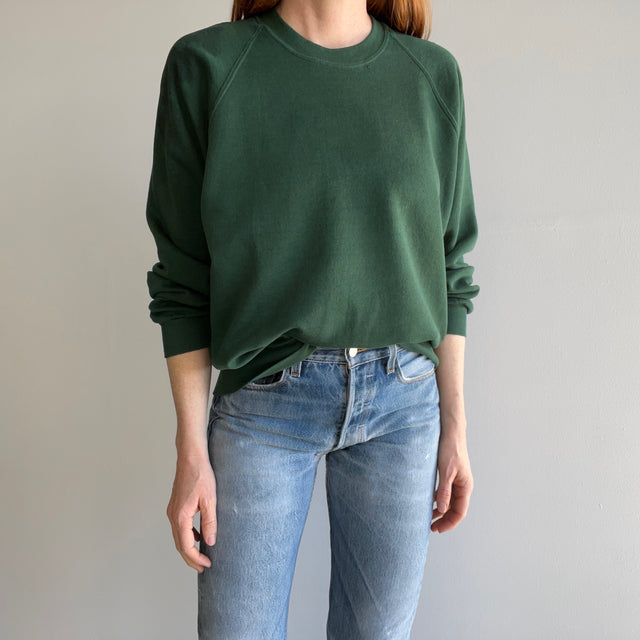 1980s Heavily Stained (In A Cool Way) and Lightly Tattered Leafy Green Sweatshirt