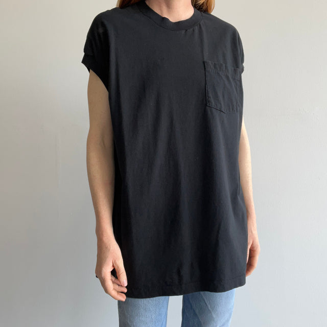 1980s Relaxed Fit Blank Black Muscle Tank by FOTL