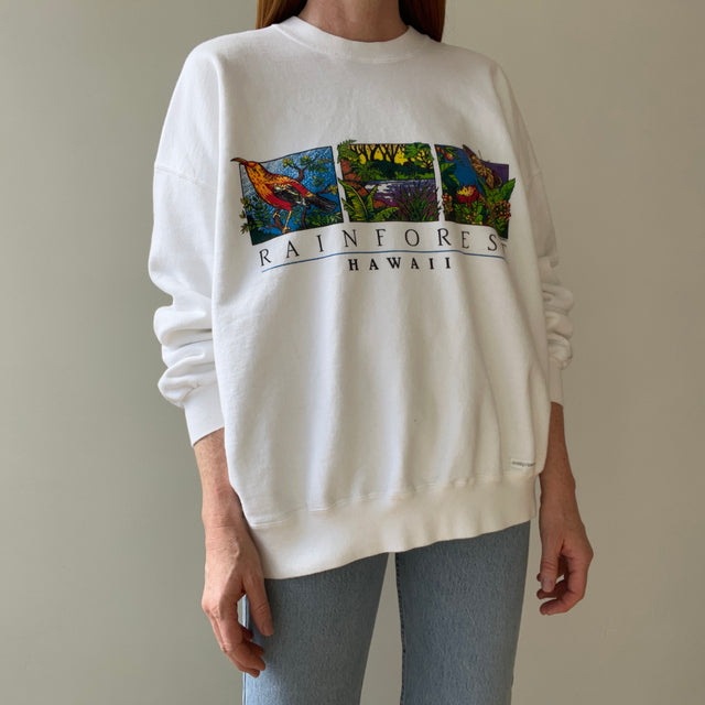 1990s Crazy Shirts Brand Hawaiian Rain Forest Front and Back Sweatshirt