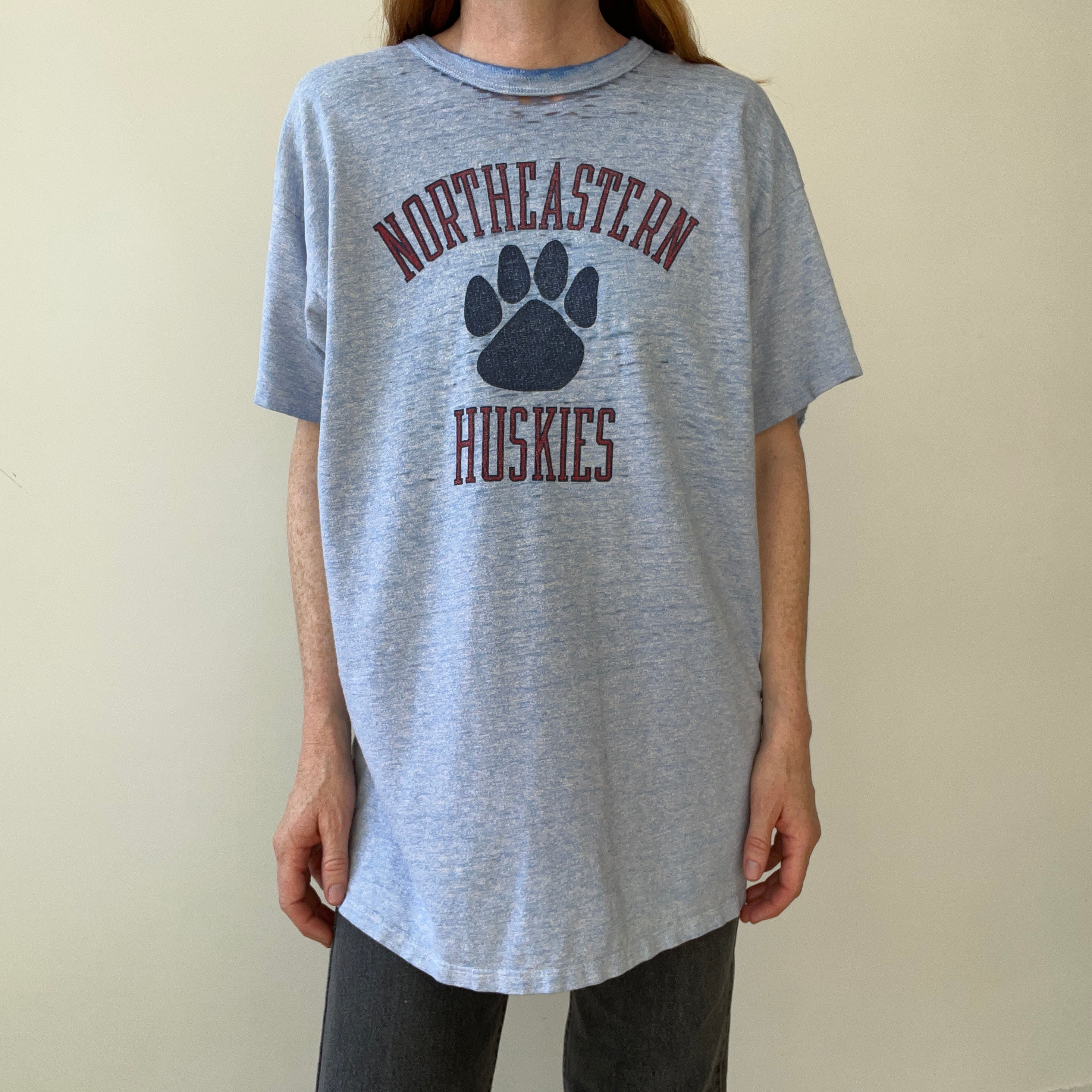 1980s/90s Northeastern Huskies T Shirt  - Thrashed! Champion