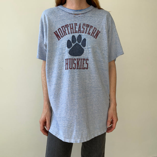 1980s/90s Northeastern Huskies T Shirt  - Thrashed! Champion