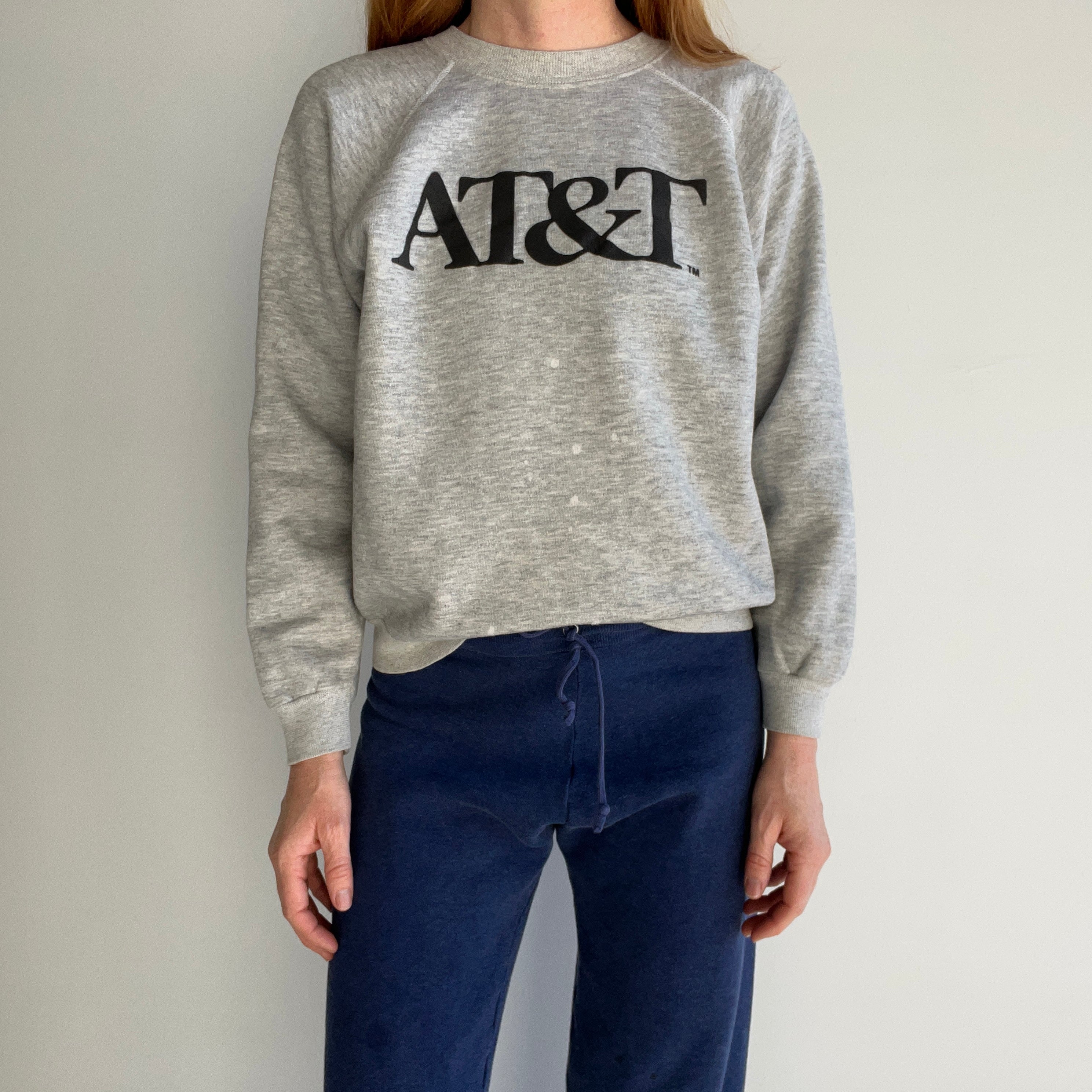 1980s AT&T Sweatshirt with Bleach Staining