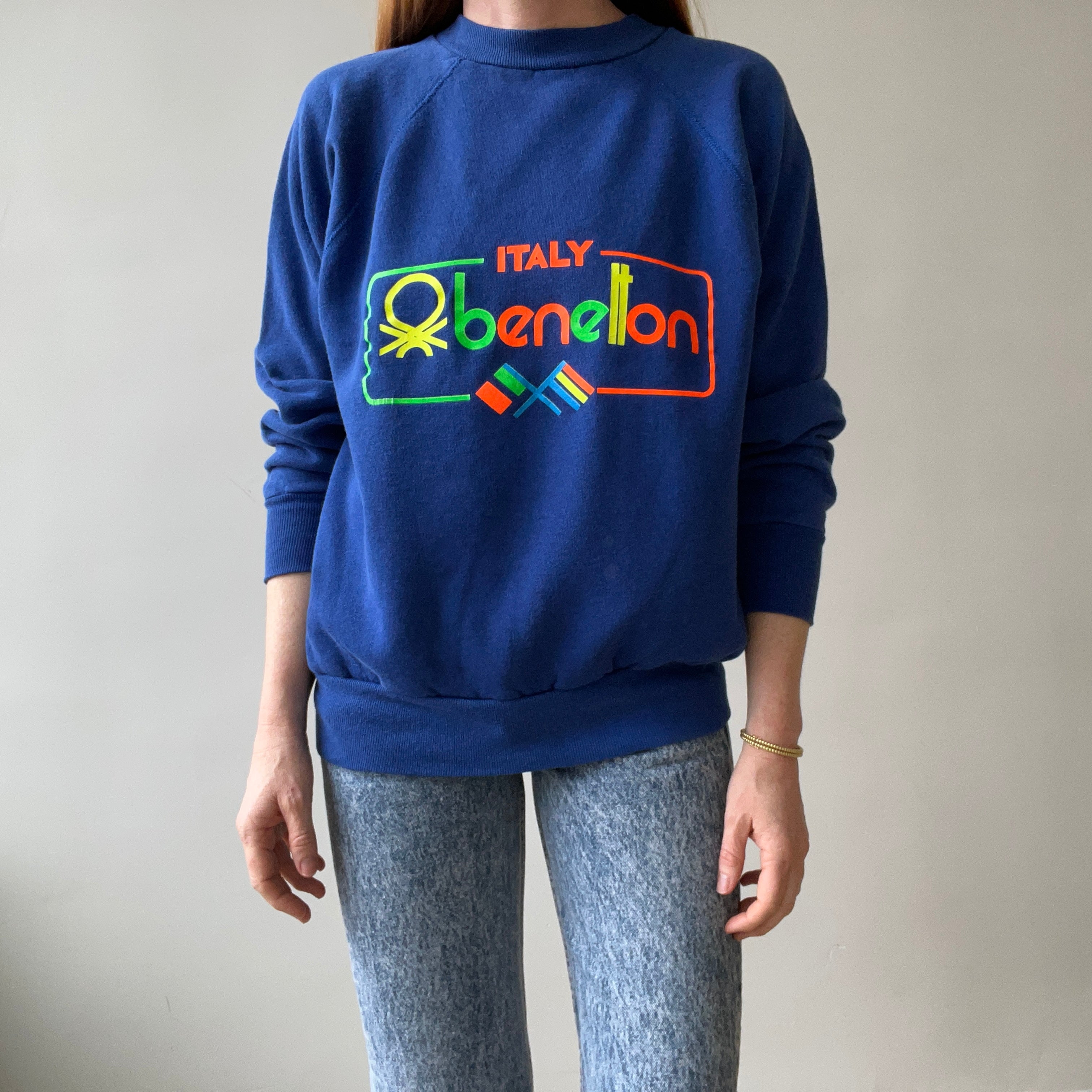 1980s Blue Benetton Italy Sweatshirt !!!!!!