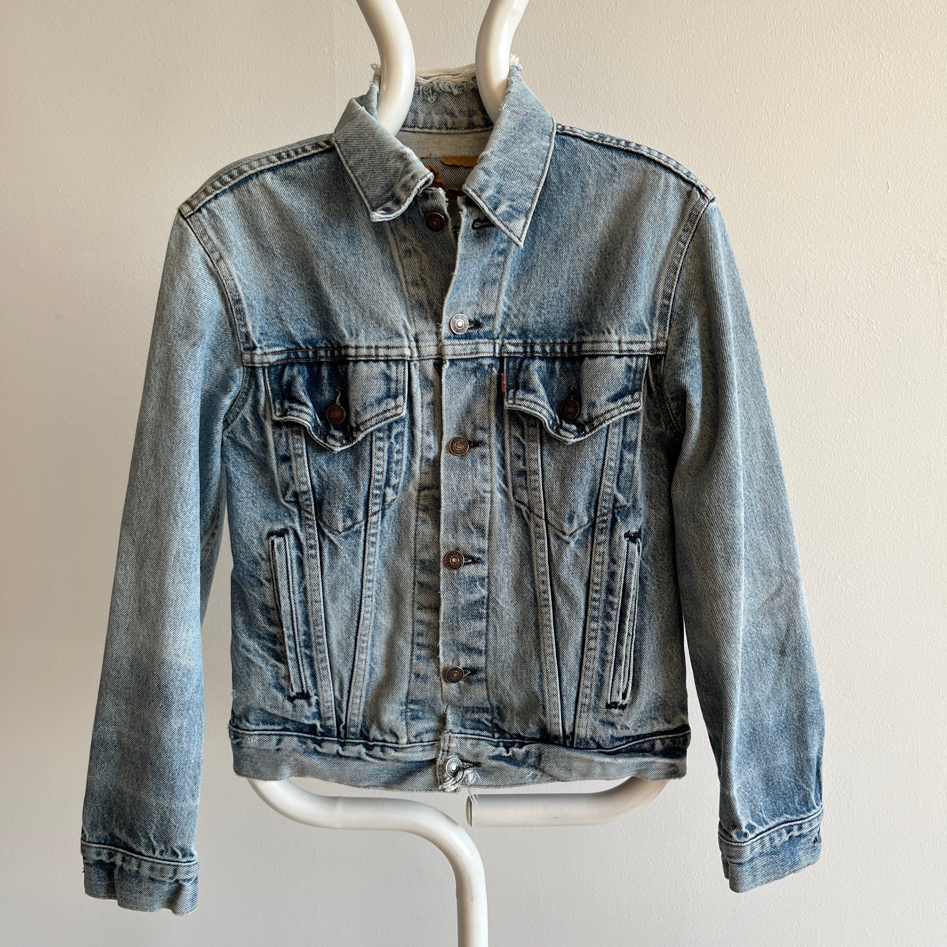 1980s Tattered and Torn, Nicely Beat Up XS Levi's Trucker Jacket