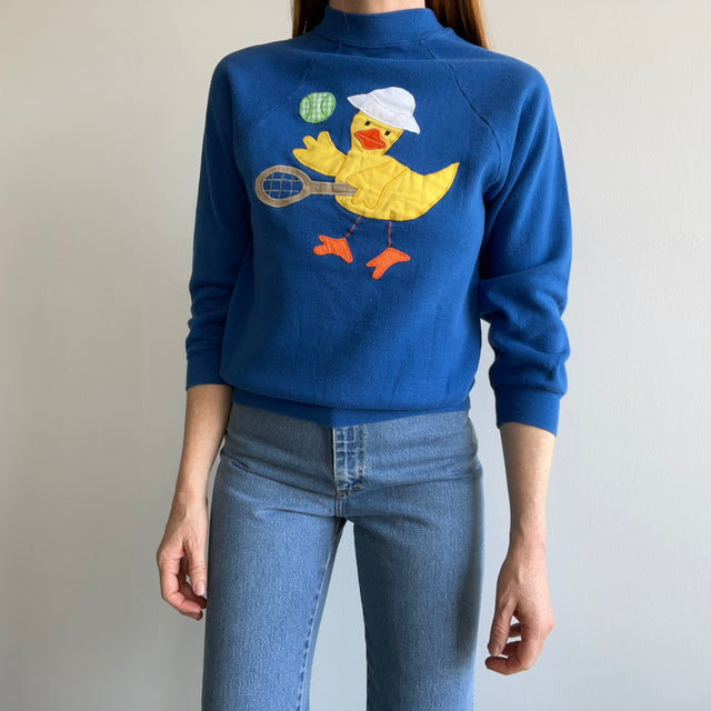 1980s DIY Tennis Duck Applique Sweatshirt by Sportswear