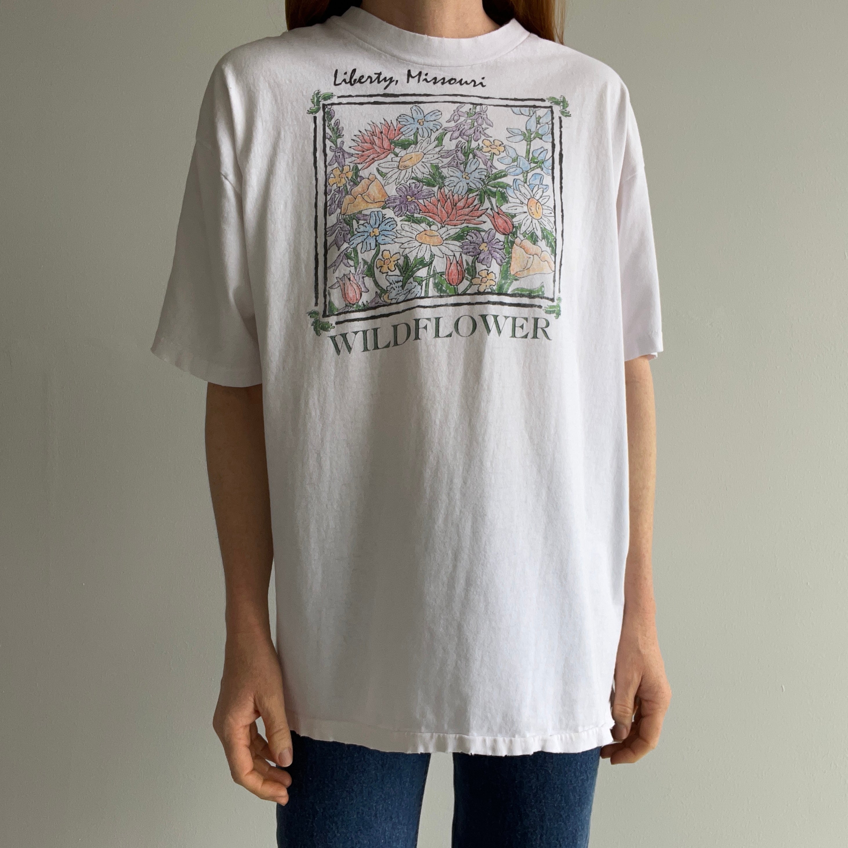 1990s Liberty, Missouri - Wildflowers Perfectly Tattered and Wonderful T-Shirt