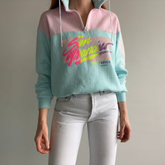 1980s San Francisco Colorblock 1/4 Zip Mock Neck Sweatshirt - Oh My!