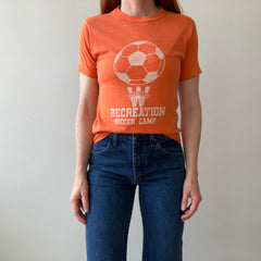1980s Soccer Camp T-Shirt - Perfect Thinned Out Smaller 50/50