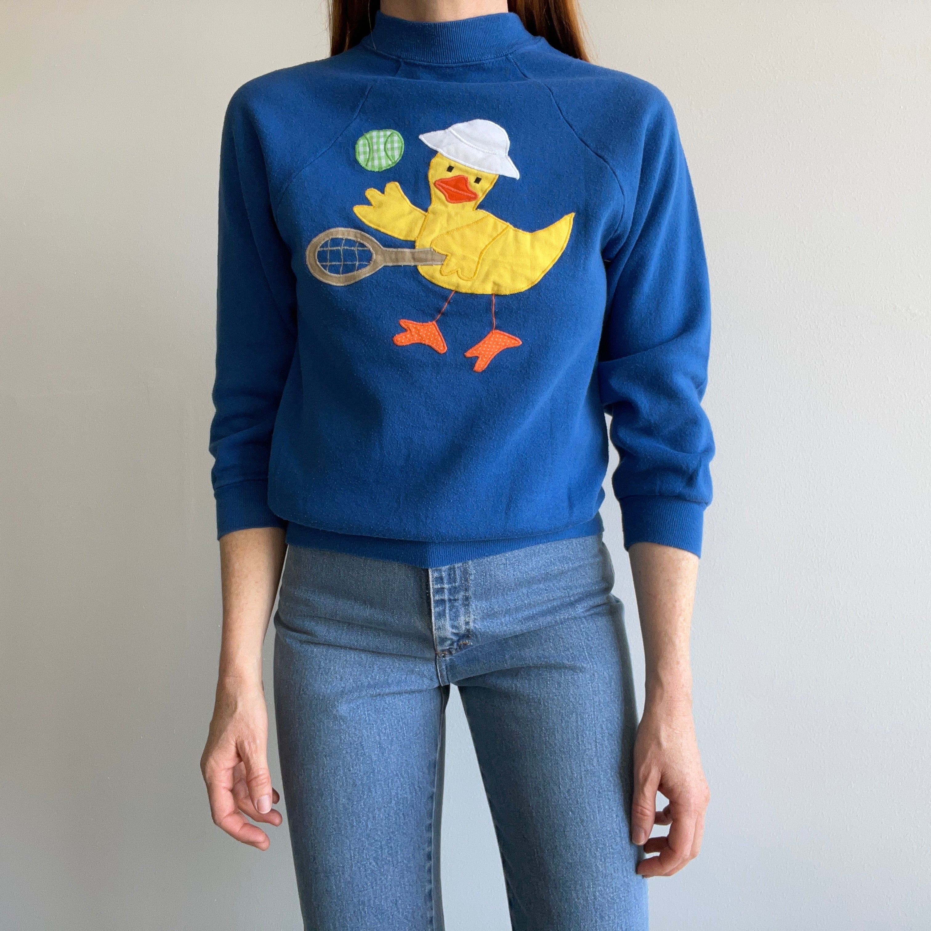 1980s DIY Tennis Duck Applique Sweatshirt by Sportswear