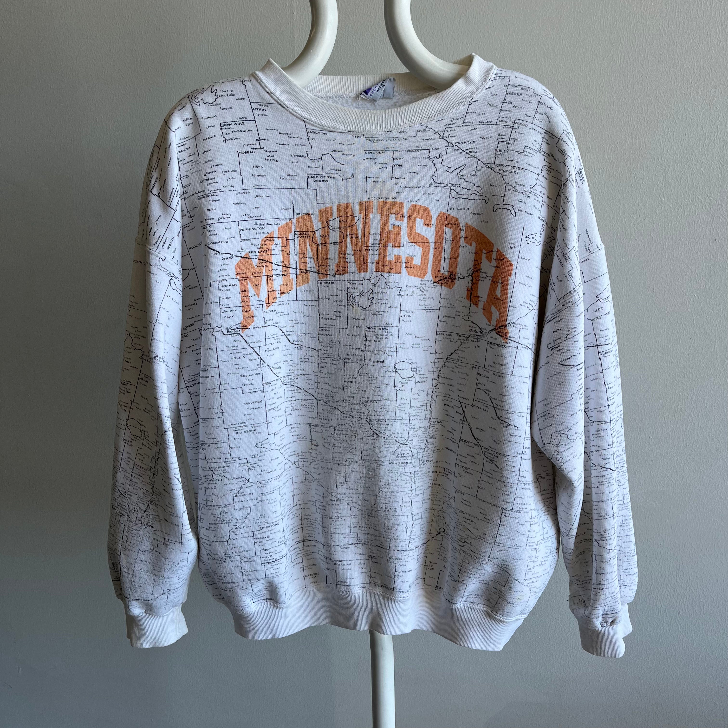 1990s Minnesota Map Sweatshirt - Staining
