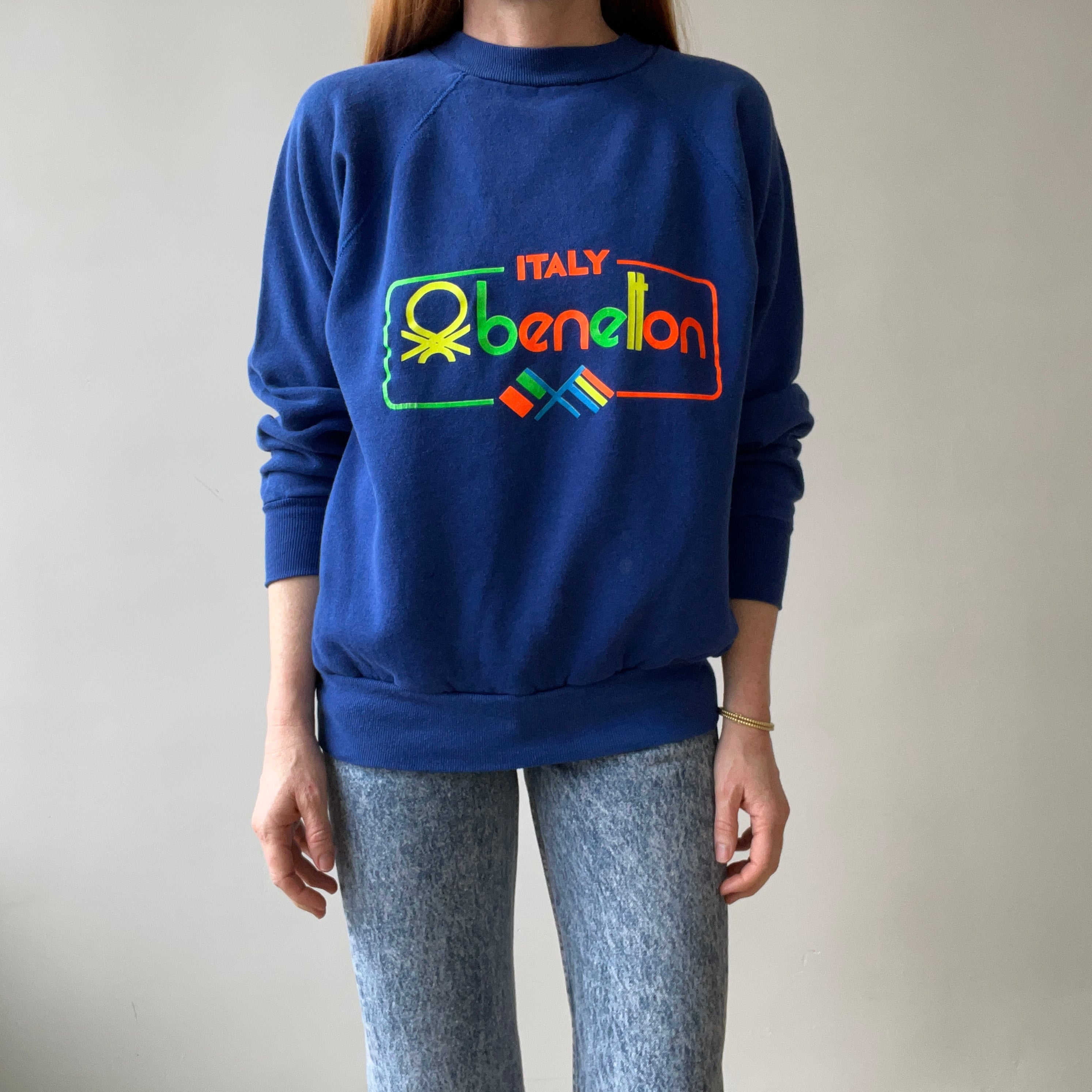 1980s Blue Benetton Italy Sweatshirt !!!!!!