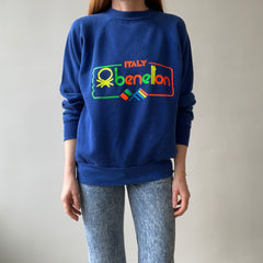 1980s Blue Benetton Italy Sweatshirt !!!!!!