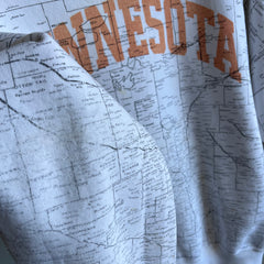 1990s Minnesota Map Sweatshirt - Staining