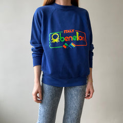 1980s Blue Benetton Italy Sweatshirt !!!!!!