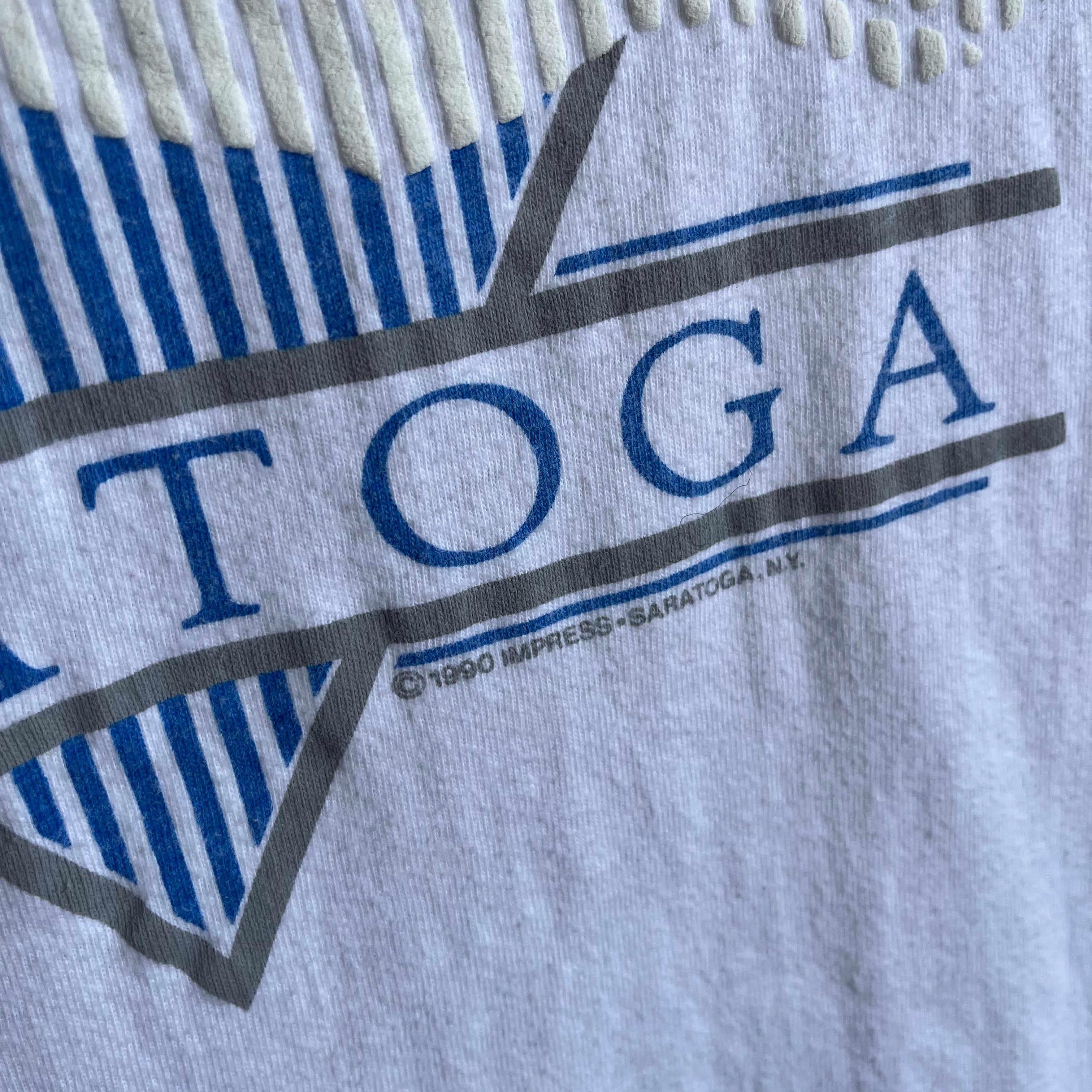 1990 Saratoga Race Track Medium Weight Cotton T-Shirt