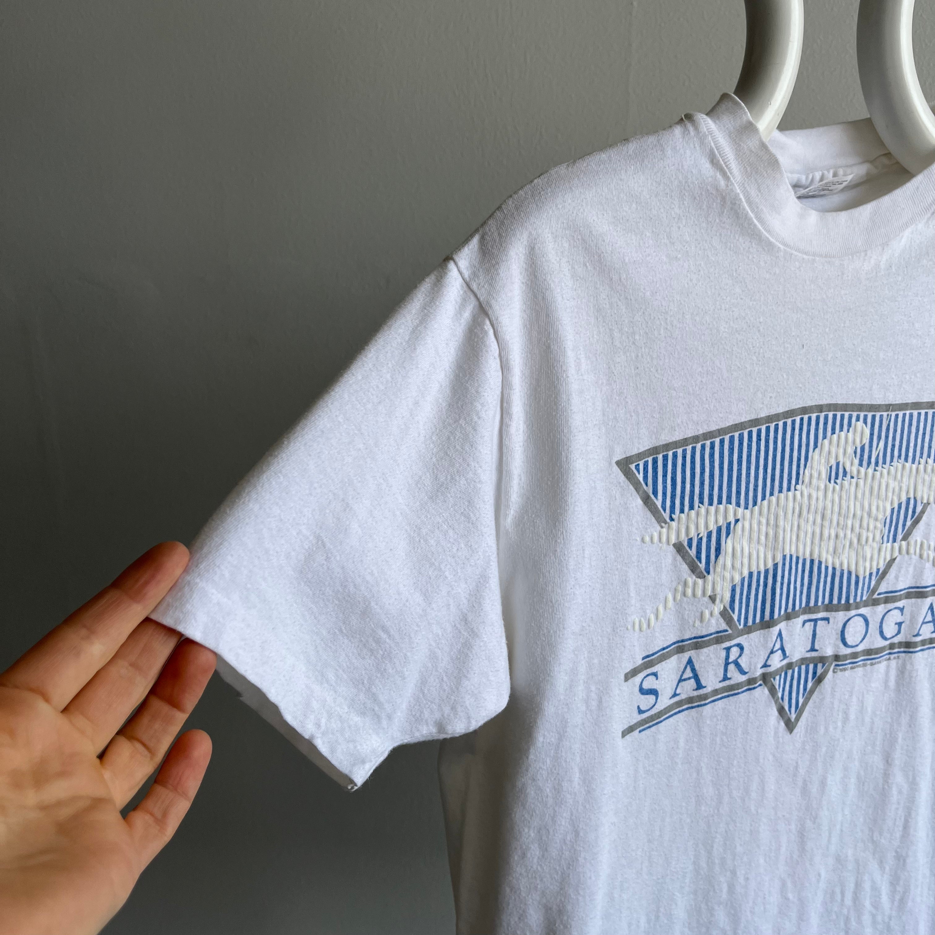 1990 Saratoga Race Track Medium Weight Cotton T-Shirt