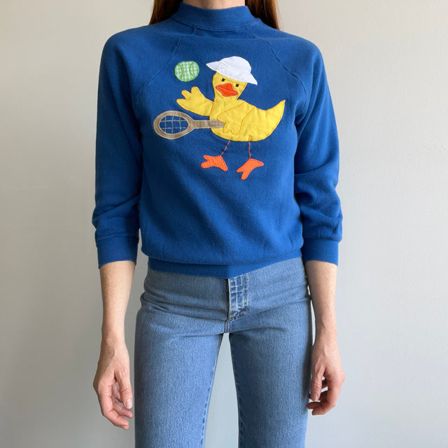 1980s DIY Tennis Duck Applique Sweatshirt by Sportswear