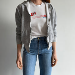 1970s Smaller Gray Zip Up Hoodie - Oh My!