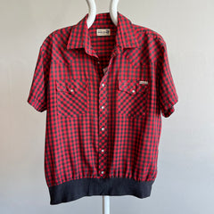 1970s Roebucks by Sears Buffalo Plaid Lightweight Blouse