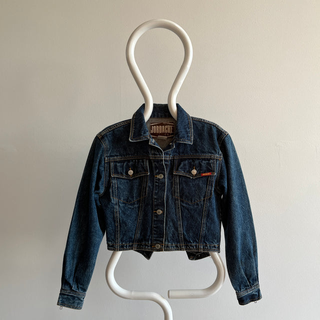 1980s Jordache Bowed and Zipper Fitted Cropped AMAZING Denim Jean Jacket - THE. BACK.