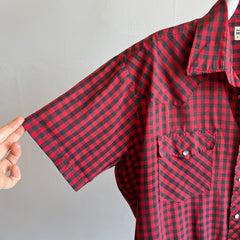 1970s Roebucks by Sears Buffalo Plaid Lightweight Blouse