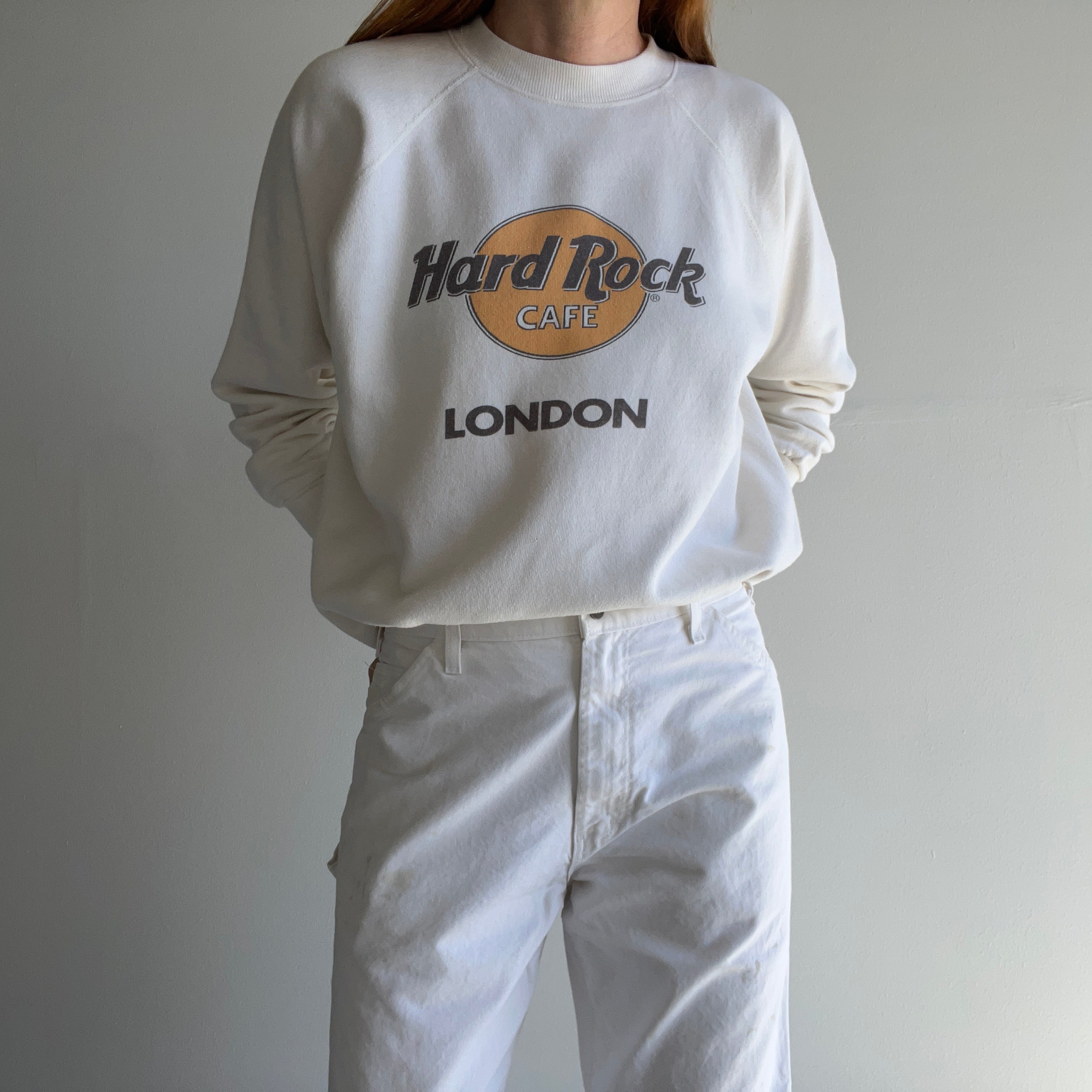 1980s Hard Rock Cafe - London - Sweatshirt with Cut Sides