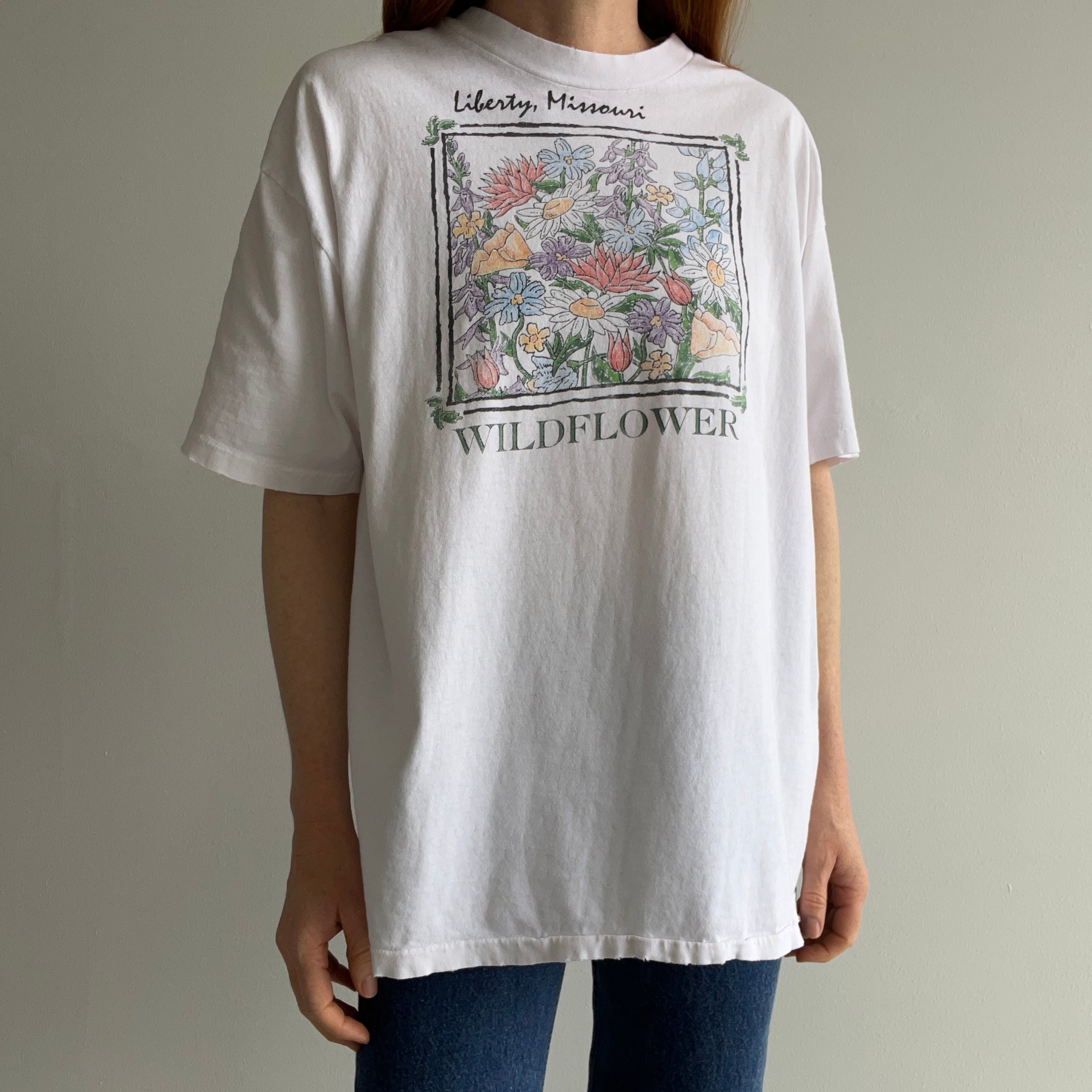 1990s Liberty, Missouri - Wildflowers Perfectly Tattered and Wonderful T-Shirt