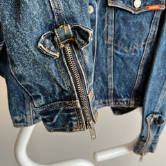 1980s Jordache Bowed and Zipper Fitted Cropped AMAZING Denim Jean Jacket - THE. BACK.