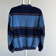1980s Velour Striped V-Neck JC Penny Sweatshirt