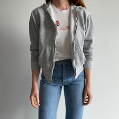 1970s Smaller Gray Zip Up Hoodie - Oh My!