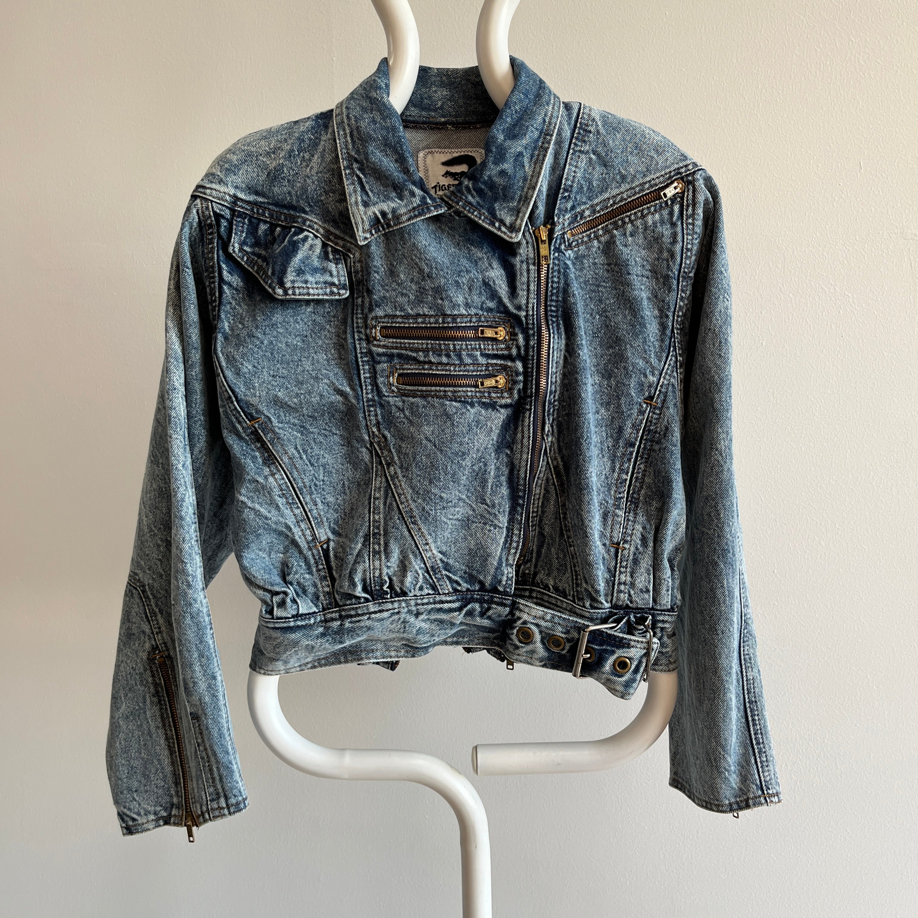 1980s Biker Acid Wash Denim Jean Jacket - OMFG