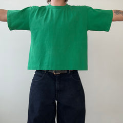 1990s Boxy Blank Green Cropped T Shirt