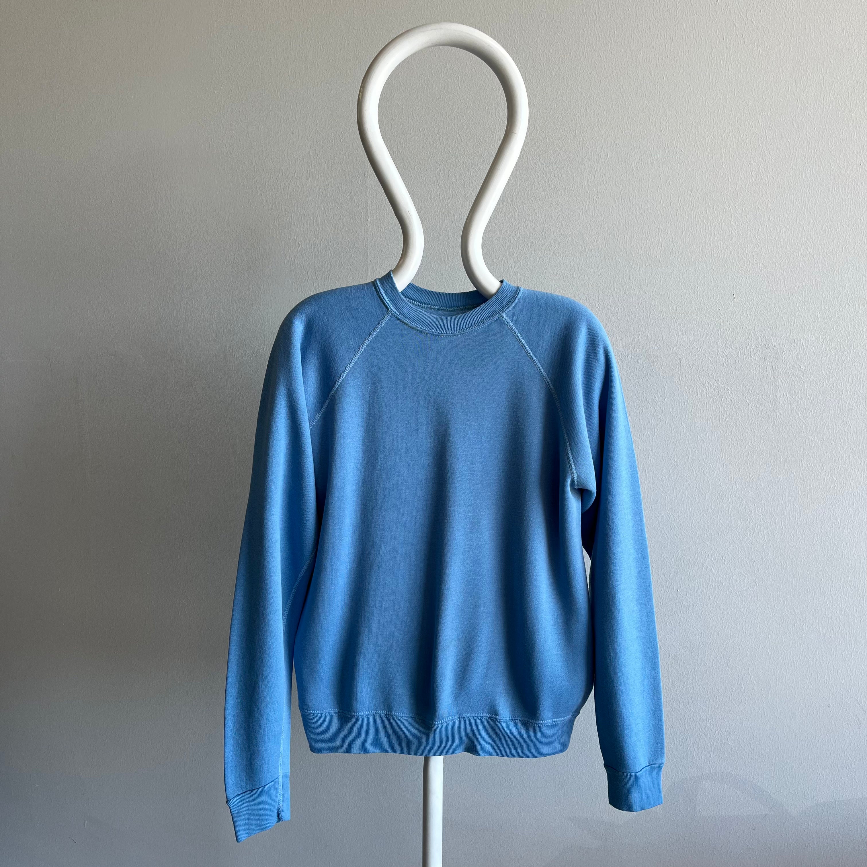 1970s Baby Blue Raglan with White Contrast Stitching