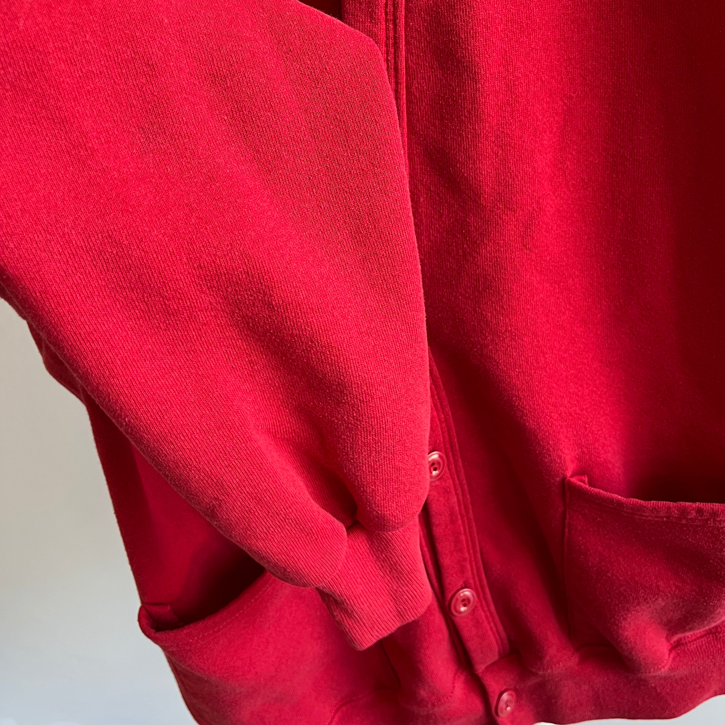 1980s Red Sweatshirt Cardigan by Jerzees