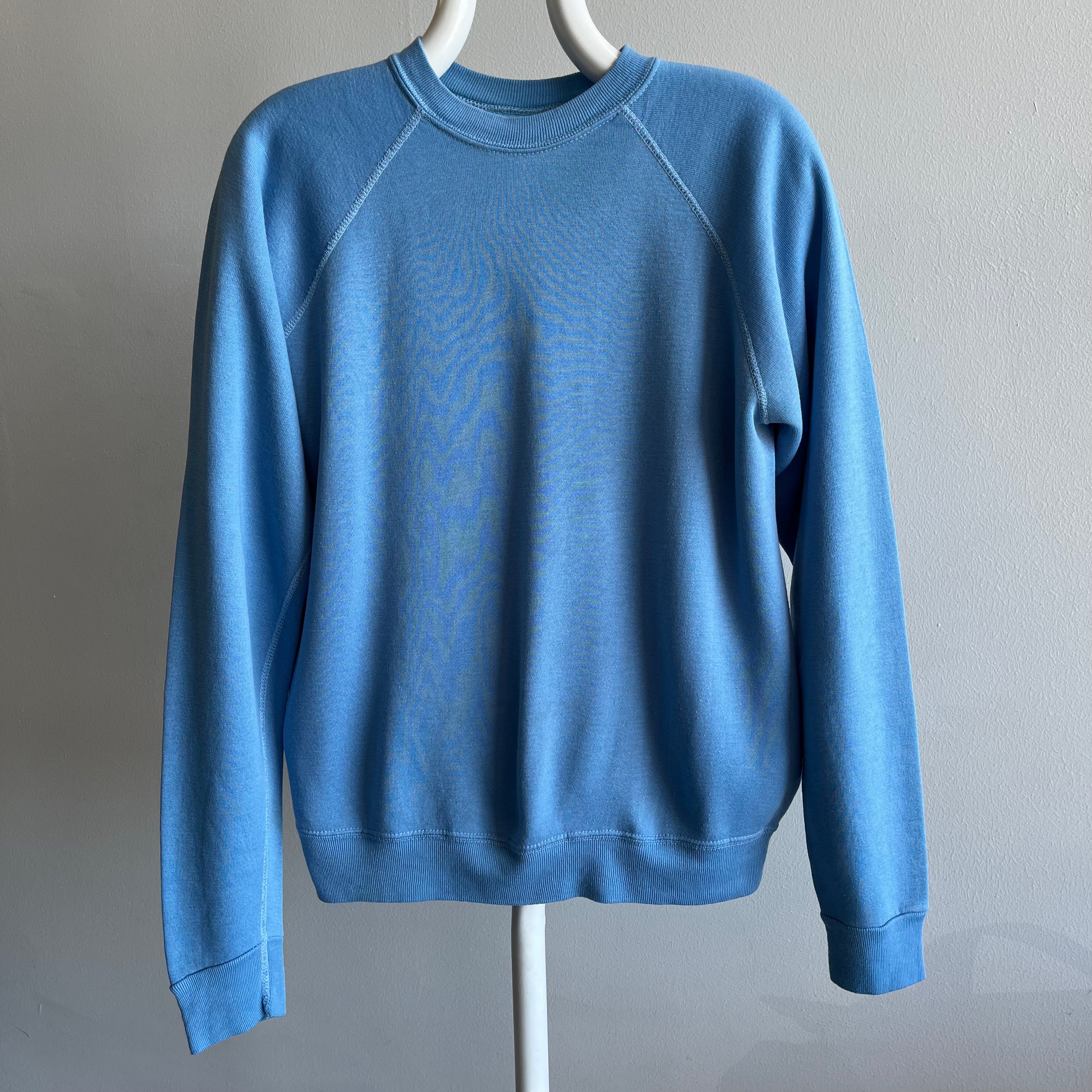 1970s Baby Blue Raglan with White Contrast Stitching