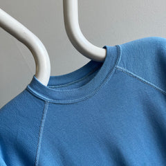 1970s Baby Blue Raglan with White Contrast Stitching