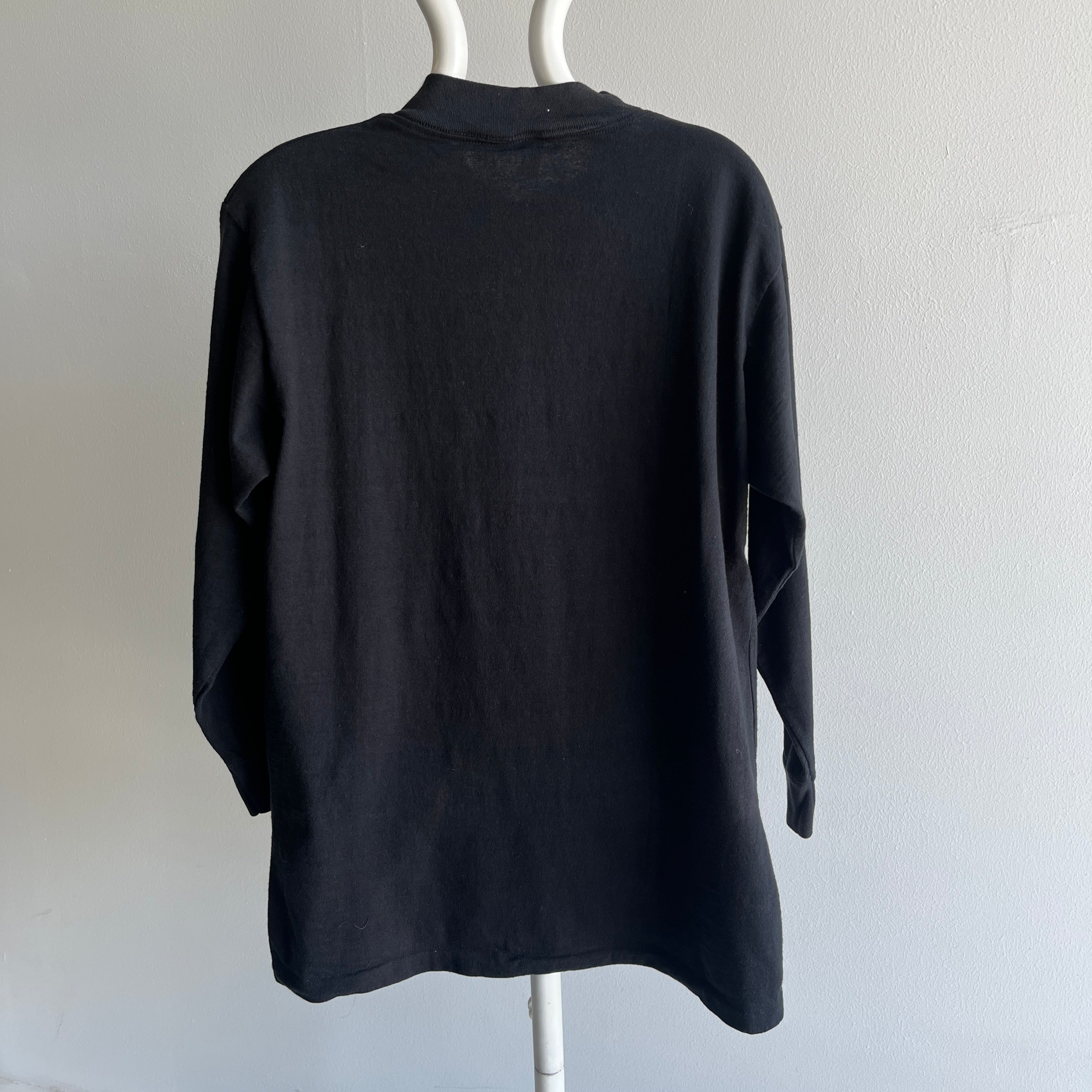 1980s Nantucket Mock Neck Long Sleeve T-Shirt - Cotton