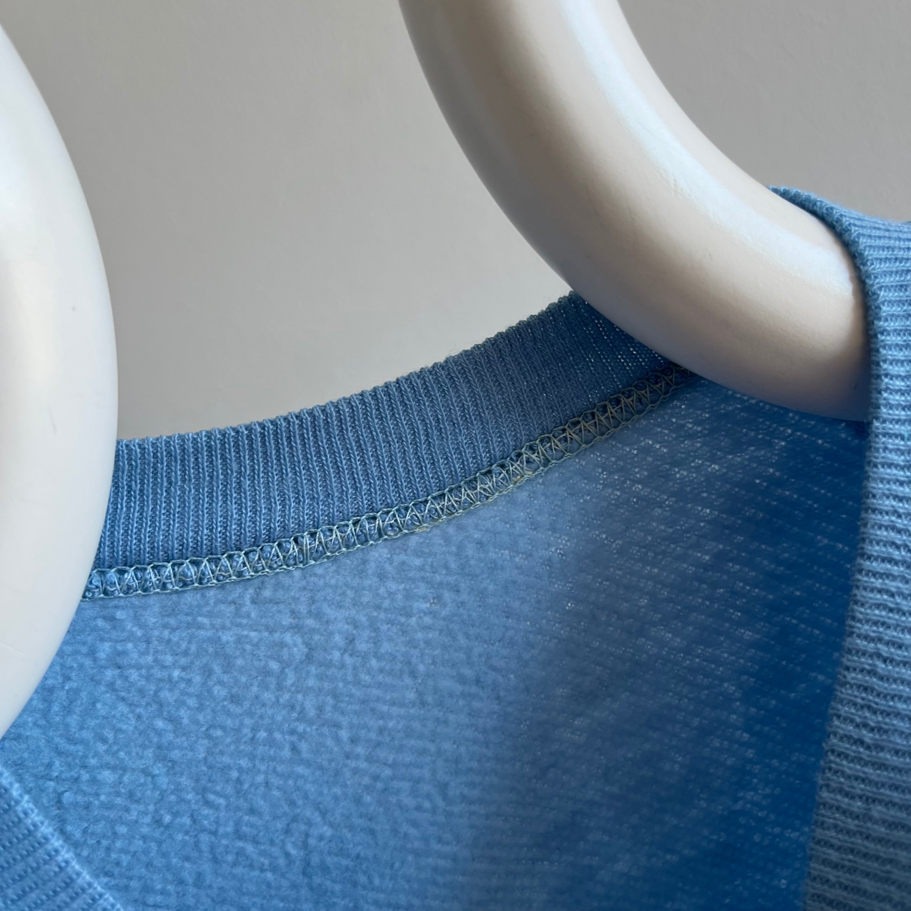 1970s Baby Blue Raglan with White Contrast Stitching