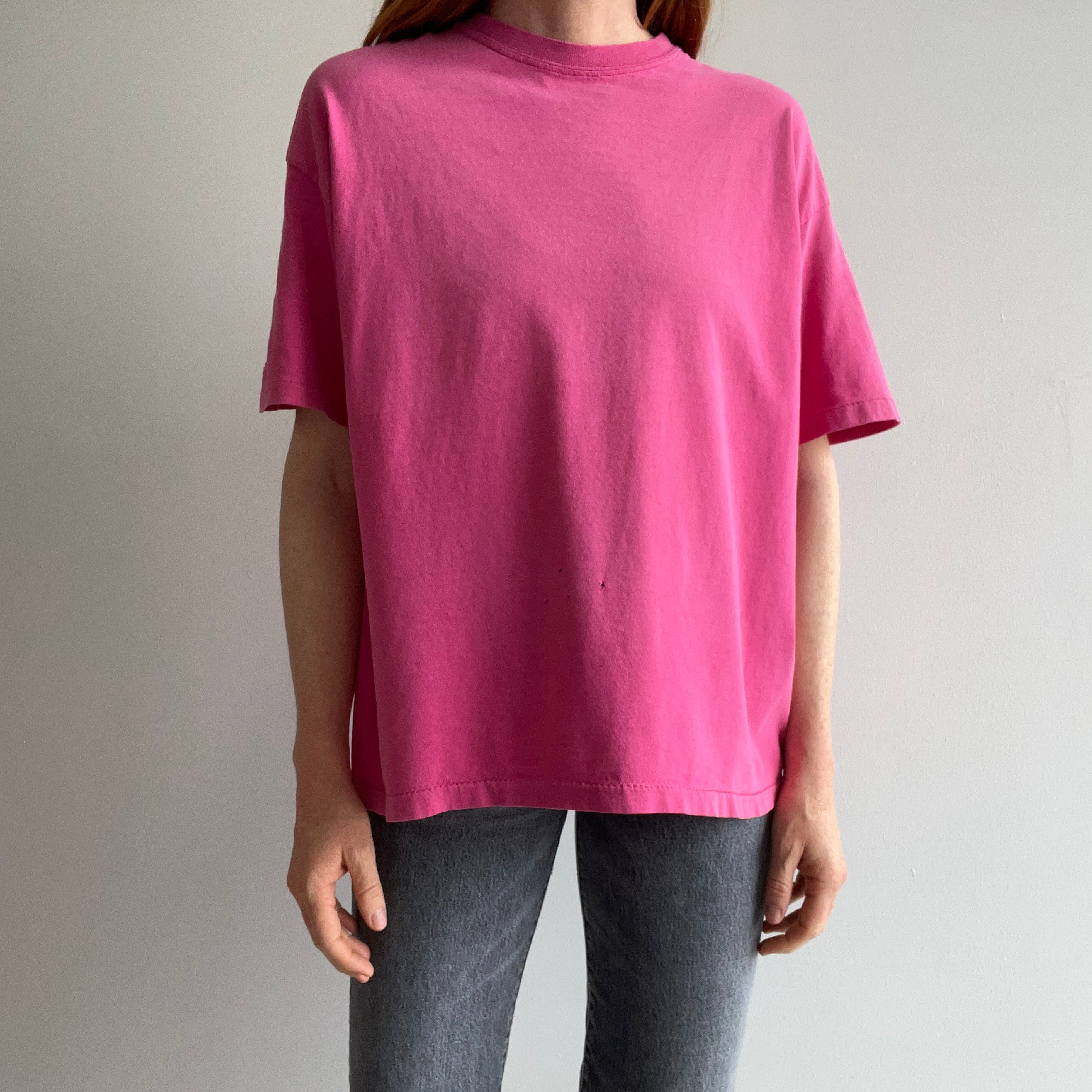 1980s Mixed Blues Faded Pink Cotton T-Shirt - A Summer Classic