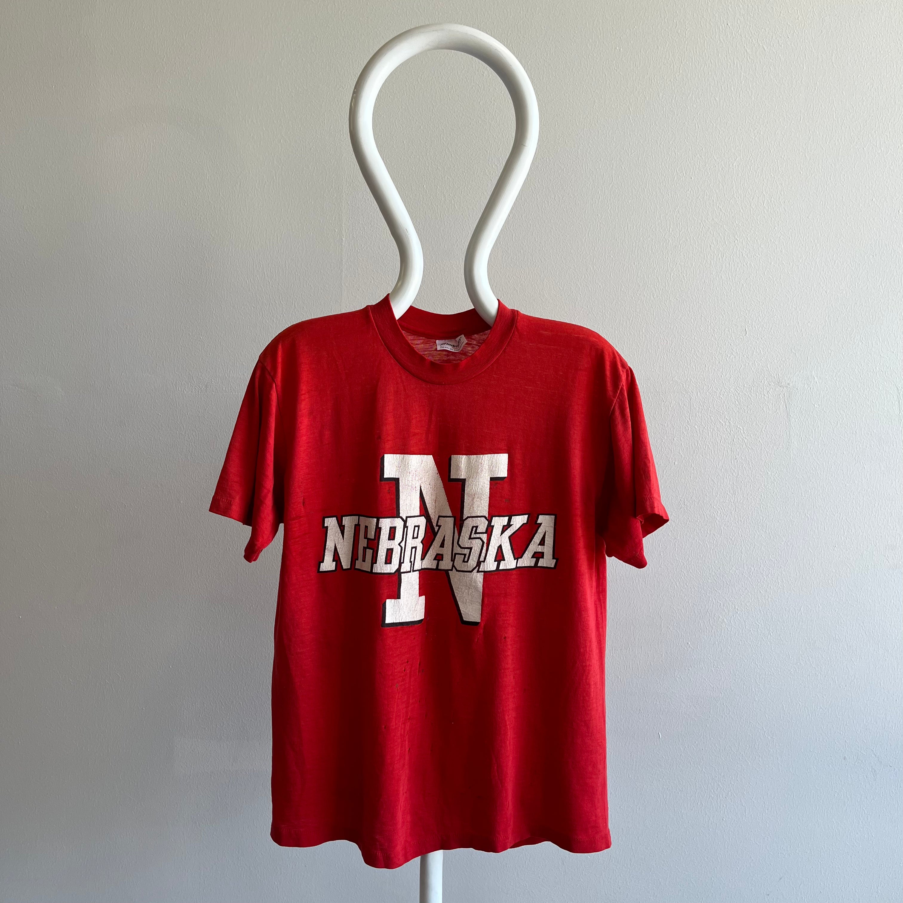 1980s Shredded Beat Up Paperthin Nebraska Cornhuskers T-Shirt