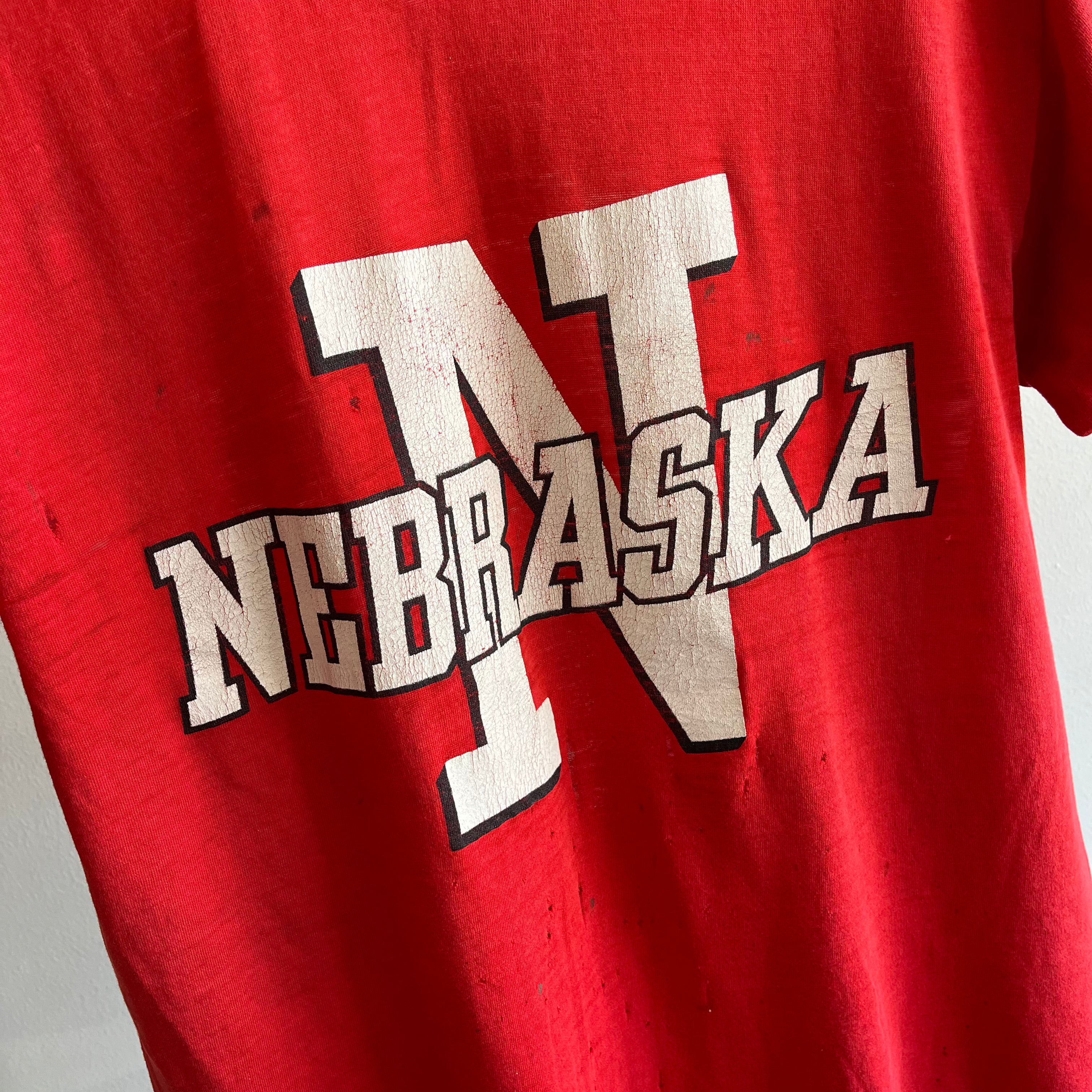 1980s Shredded Beat Up Paperthin Nebraska Cornhuskers T-Shirt