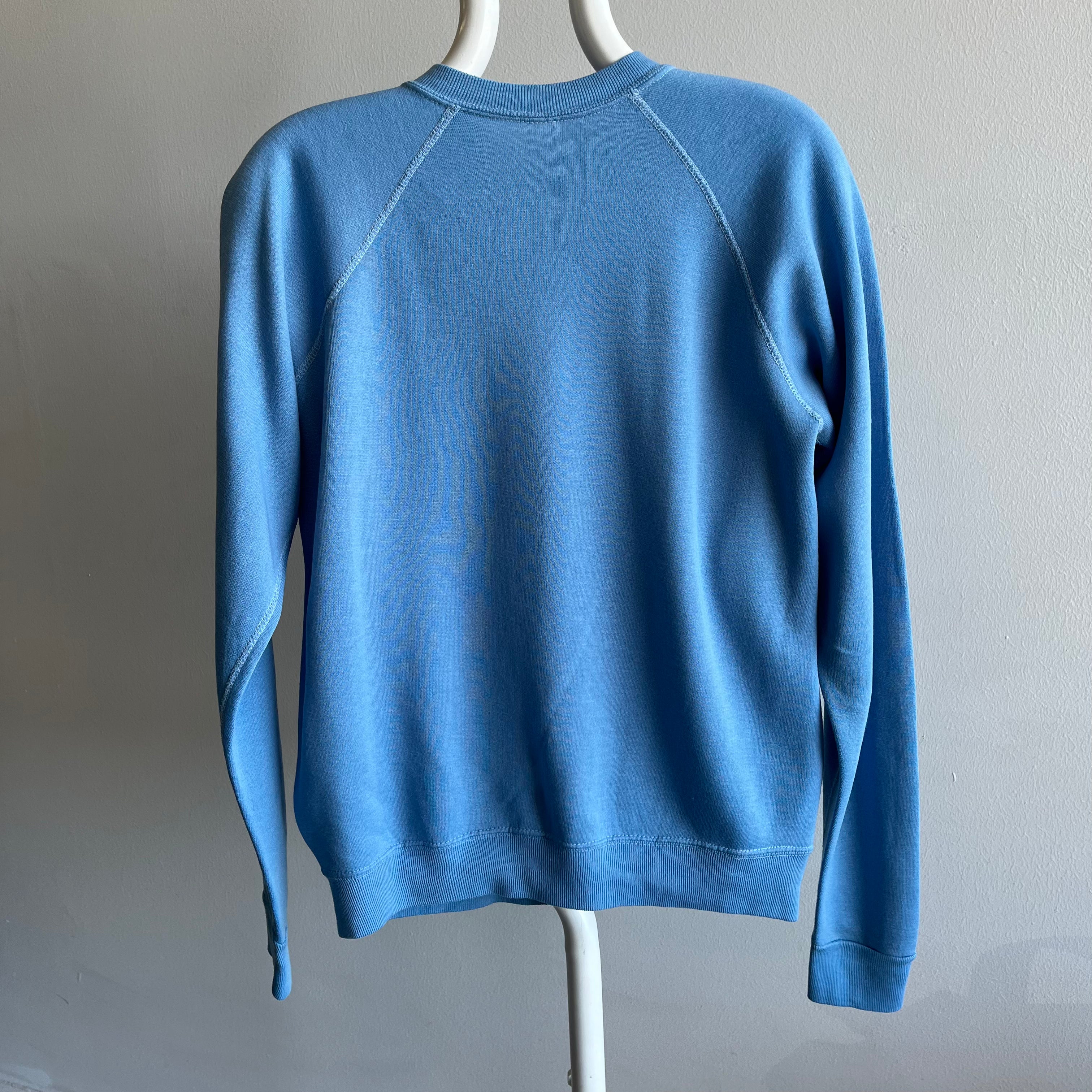 1970s Baby Blue Raglan with White Contrast Stitching