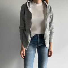 1980s Blank Gray Zip Up Hoodie