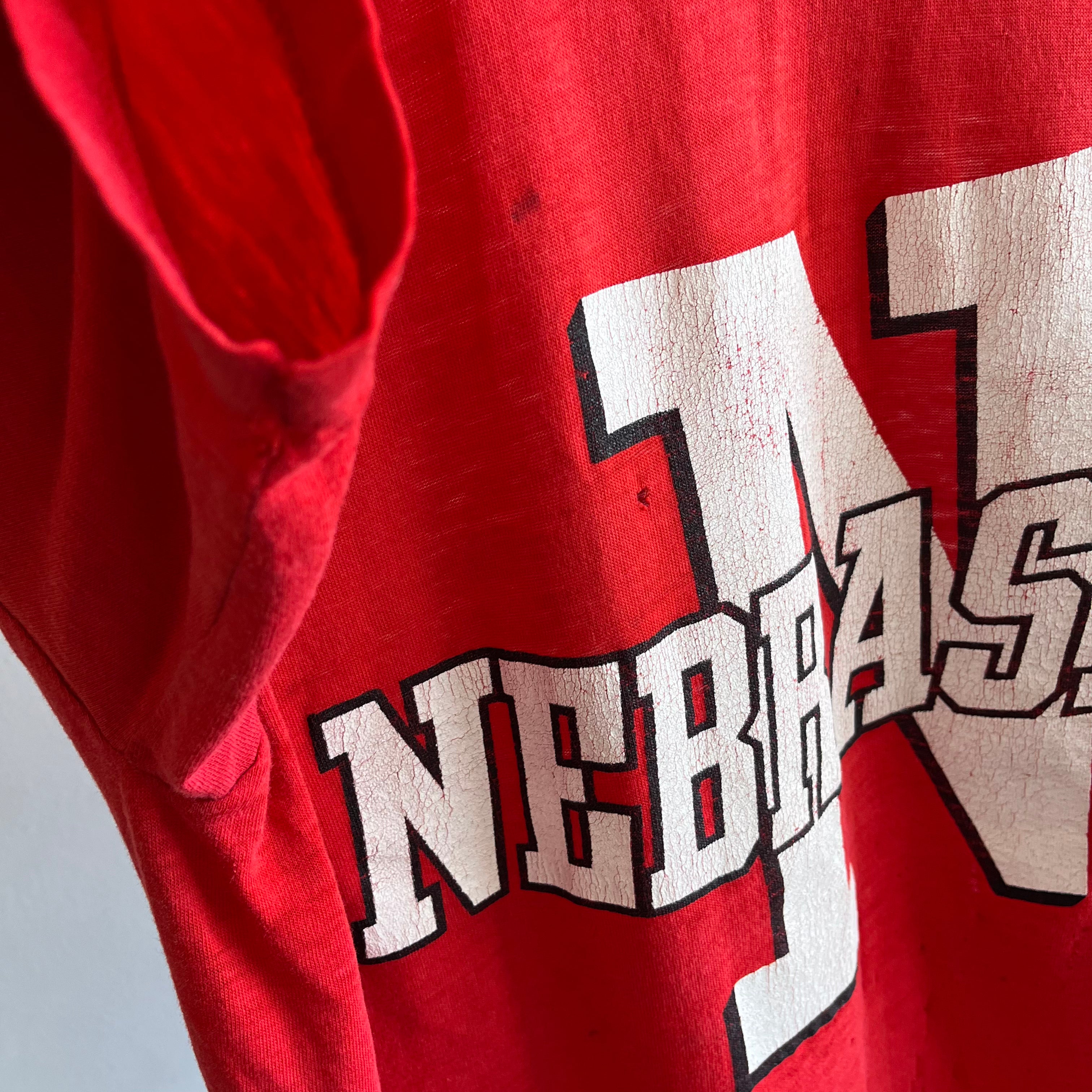 1980s Shredded Beat Up Paperthin Nebraska Cornhuskers T-Shirt