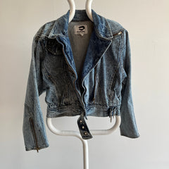 1980s Biker Acid Wash Denim Jean Jacket - OMFG