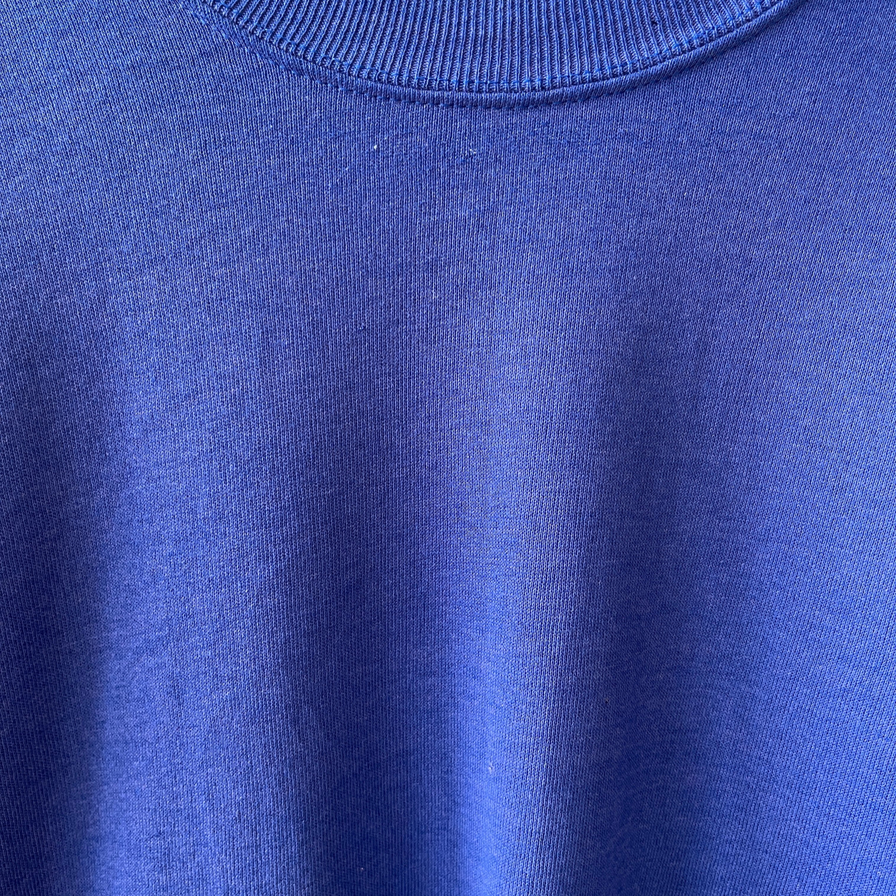 1980s Blank Faded Blue Short Sleeve Sweatshirt