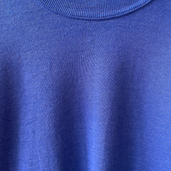 1980s Blank Faded Blue Short Sleeve Sweatshirt
